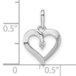 14k White Gold CZ Heart Pendant