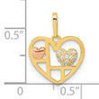 14K Two-tone Heart with CZ Pendant