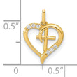 14K Polished Open Heart with Cross CZ Pendant