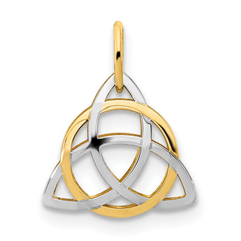 14K Gold with White Rhodium Polished Celtic Pendant