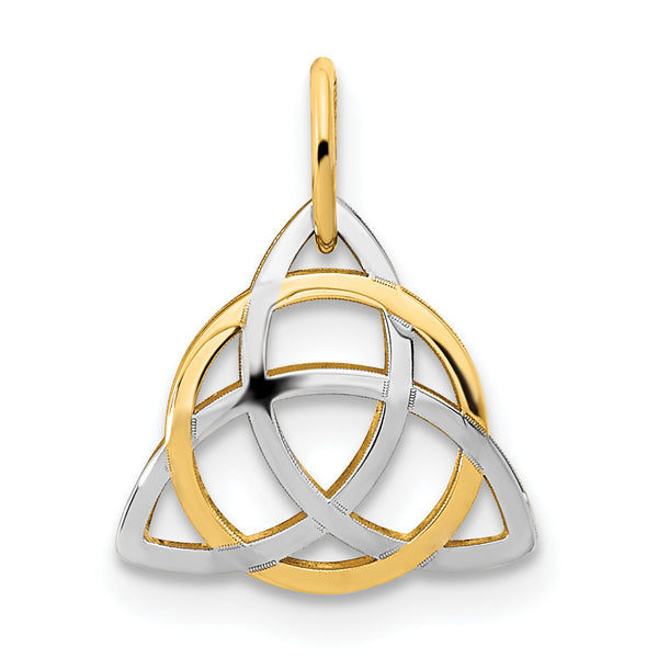 14K Gold with White Rhodium Polished Celtic Pendant