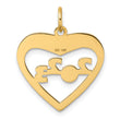 14K Polished CLASS OF 2023  Cut Out Heart Charm