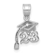 14K White Gold Graduation Cap 23 w/ Dangling Tassel Charm