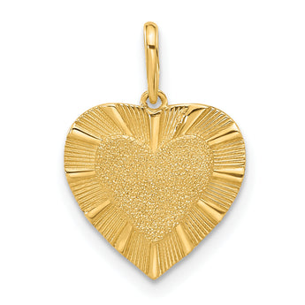 14K Textured Heart Pendant