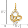 14k Polished CZ Double Heart Pendant