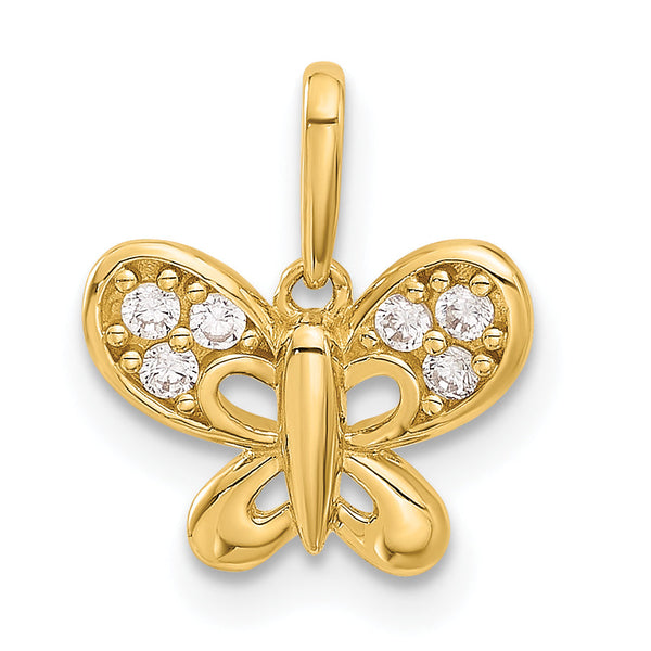 14k Polished CZ Butterfly Pendant