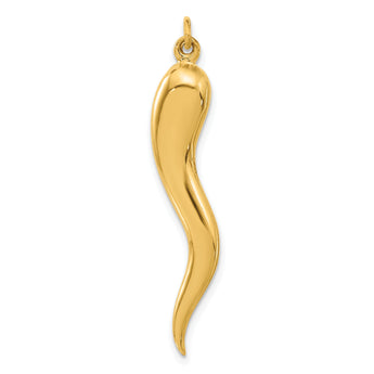 14k Polished Hollow Italian Horn Pendant