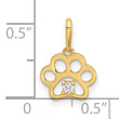 14k Polished CZ Paw Print Pendant