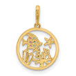14K with Rose Rhodium Polished Multicolor CZ Sea Life Pendant