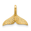 14k Polished CZ Whale Tail Pendant