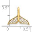 14k Polished CZ Whale Tail Pendant