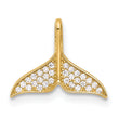 14k Polished CZ Whale Tail Pendant