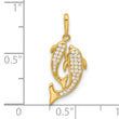 14k Polished CZ Two Dolphins Pendant