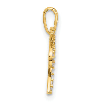 14K Polished CZ Palm Tree Pendant