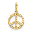 14k Polished CZ Peace Sign Pendant