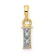 14K & Rhodium Polished .01ct Diamond Initial I Charm