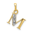 14K & Rhodium Polished .01ct Diamond Initial M Charm