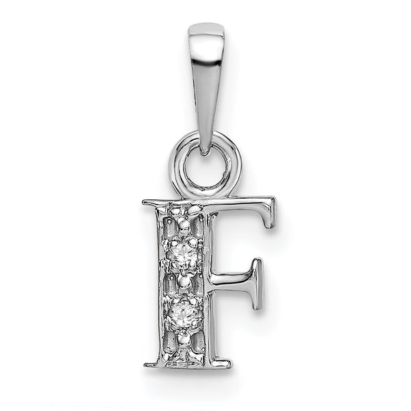 14K White Gold Polished .01ct Diamond Initial F Charm