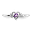 14K White Gold Amethyst Birthstone Heart Ring - Birthstone Company
