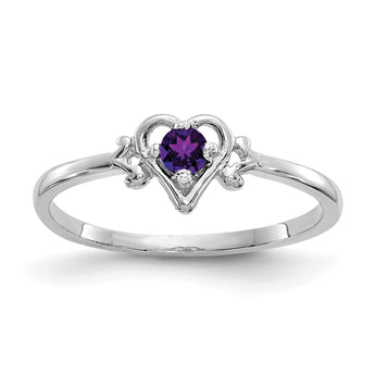 14K White Gold Amethyst Birthstone Heart Ring - Birthstone Company