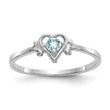 14K White Gold Aquamarine Birthstone Heart Ring - Birthstone Company