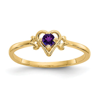 14K Amethyst Birthstone Heart Ring - Birthstone Company