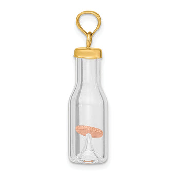 14k 3-D Mini Penny in Glass Bottle Pendant