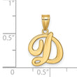 14KY Script Letter D Initial Pendant