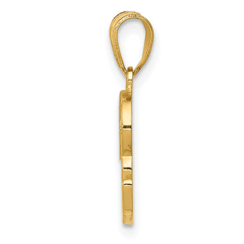 14KY Script Letter R Initial Pendant