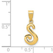 14KY Script Letter S Initial Pendant