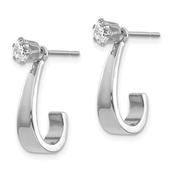 14k White Gold J Hoop w/CZ Earring Jacket - Birthstone Company