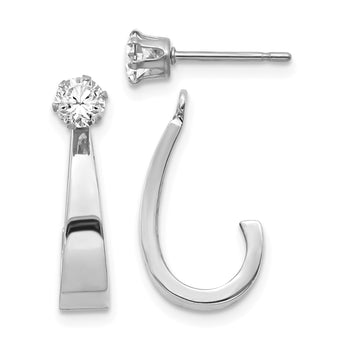 14k White Gold J Hoop w/CZ Earring Jacket - Birthstone Company
