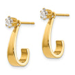 14k J Hoop with CZ Stud Earring Jackets - Birthstone Company