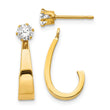 14k J Hoop with CZ Stud Earring Jackets - Birthstone Company