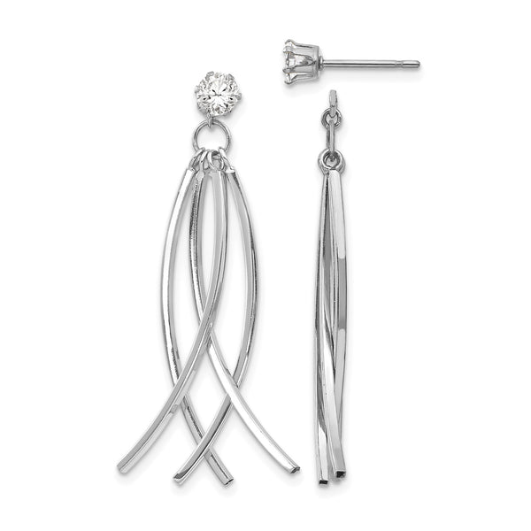 14k White Gold Curved Dangles with CZ Stud Earring Jackets - Birthstone Company