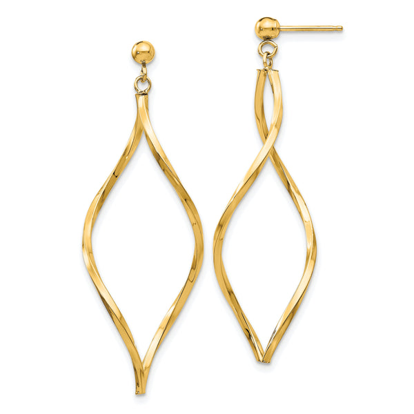 14k Twisted Post Dangle Earrings