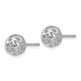 14K White Gold Medium Fancy Ball Post Earrings - Birthstone Company
