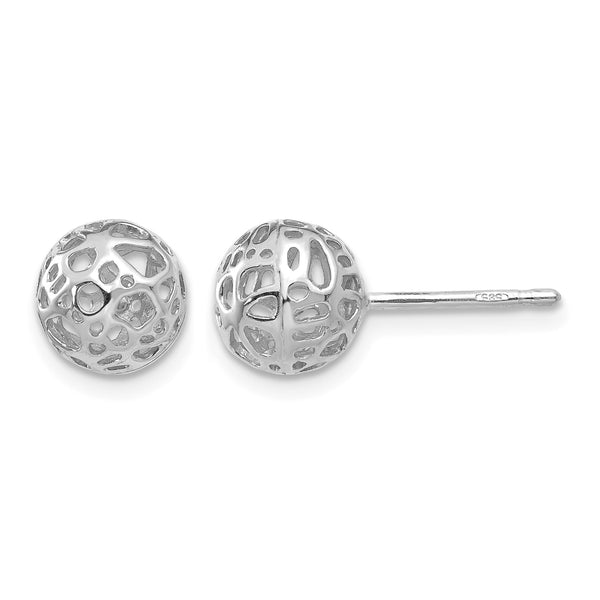14K White Gold Medium Fancy Ball Post Earrings - Birthstone Company