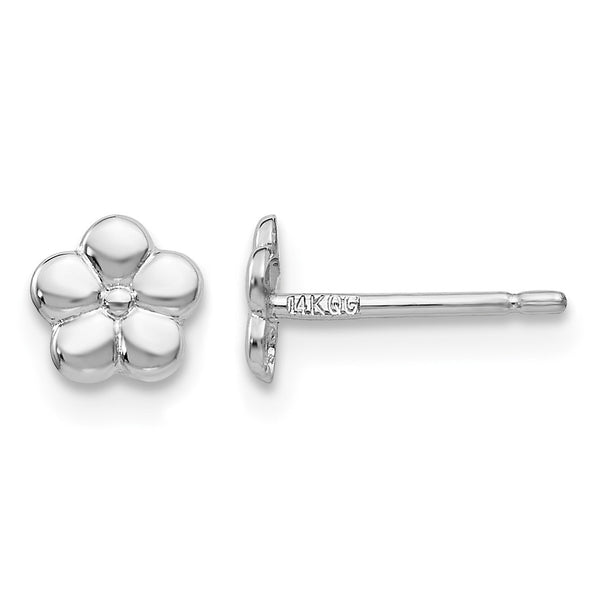 14k White Polished Flower Post Earrings - Birthstone Company