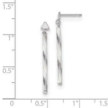 14k White Gold Polished Twisted Dangle Tube Earrings
