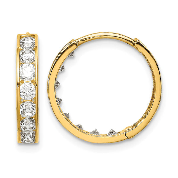 14K CZ Hinged Hoop Earrings - Birthstone Company