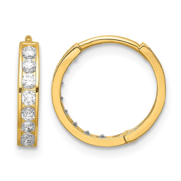 14K CZ Hinged Hoop Earrings - Birthstone Company