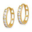 14K CZ Hinged Hoop Earrings