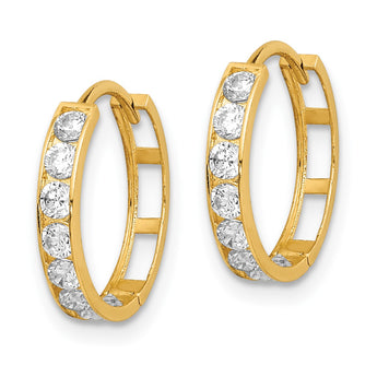 14K CZ Hinged Hoop Earrings - Birthstone Company