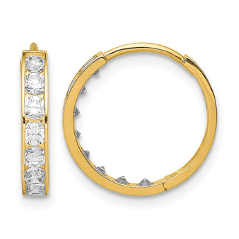 14K CZ Hinged Hoop Earrings - Birthstone Company
