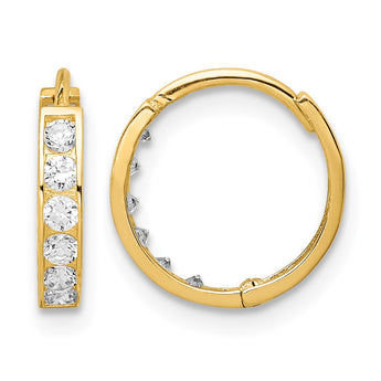 14K CZ Hinged Hoop Earrings - Birthstone Company