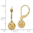 14K Diamond-cut Bead Dangle Leverback Earrings