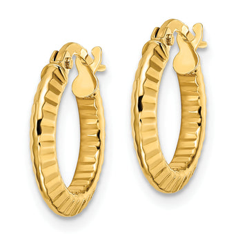 14k Polished and Diamond-cut Hoop Earrings