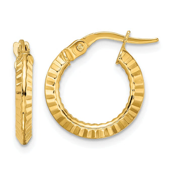 14k Polished and Diamond-cut Hoop Earrings