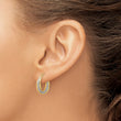 14k w/ White Rhodium Polished Textured Hoops